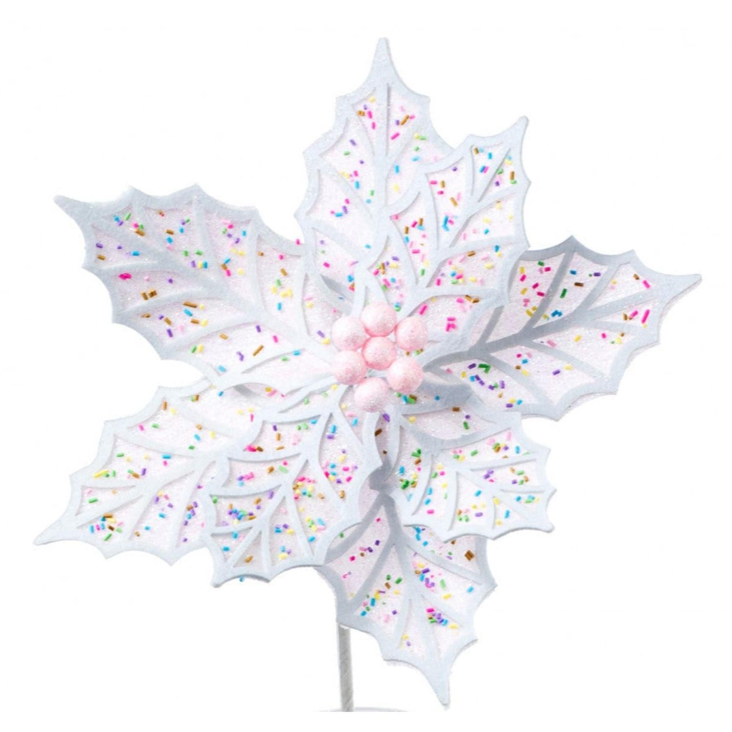 22" Confetti Poinsettia Stem