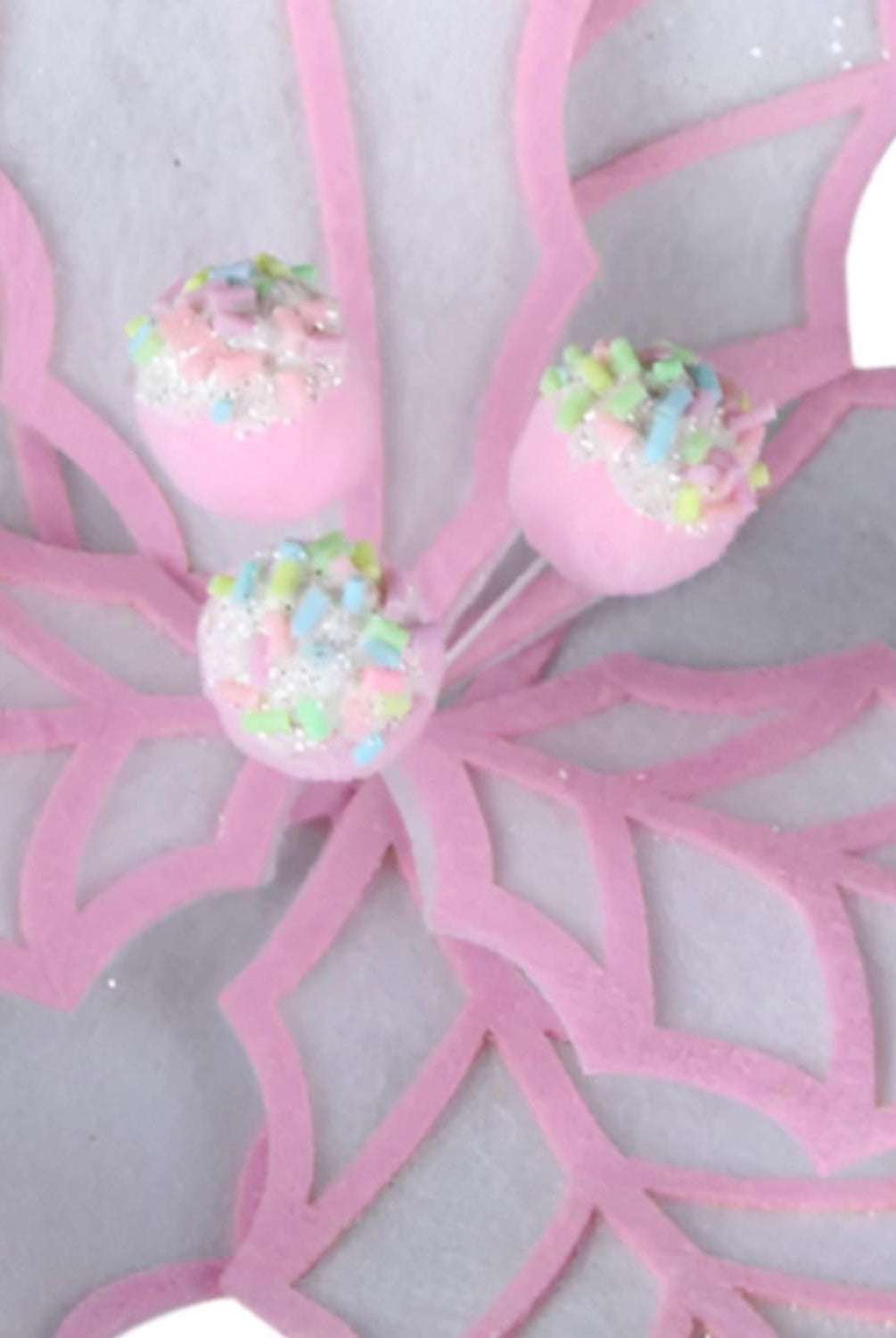 22" Confetti Poinsettia Stem: White/Pink