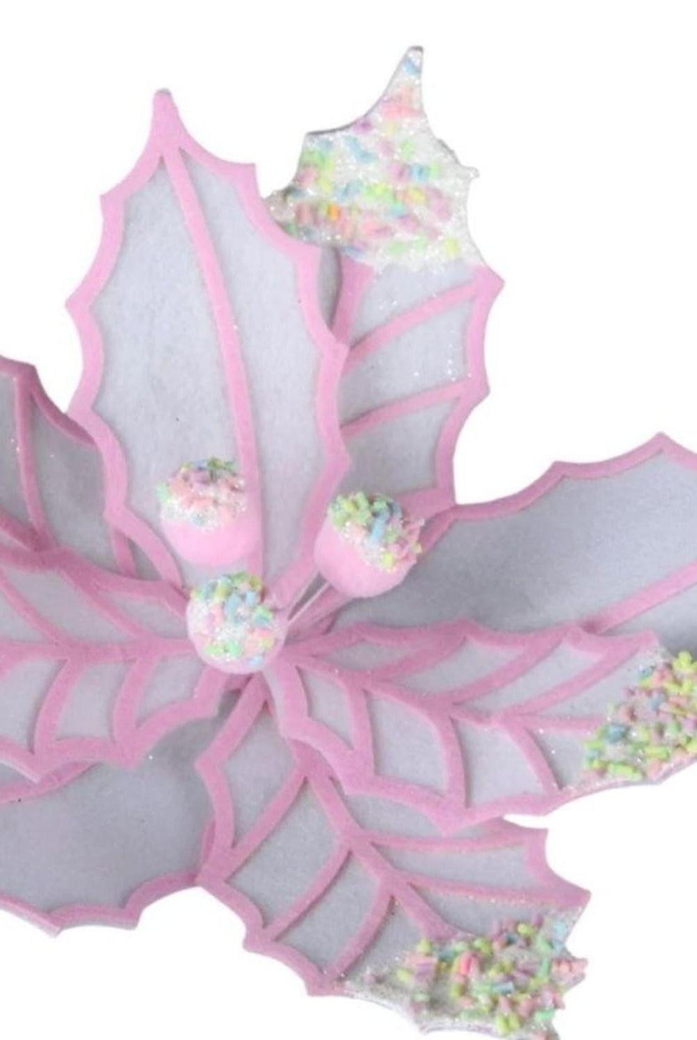 22" Confetti Poinsettia Stem: White/Pink