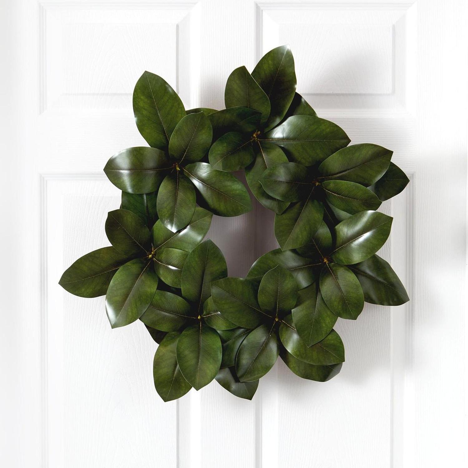 Shop For 22” Magnolia Leaf Artificial Wreath