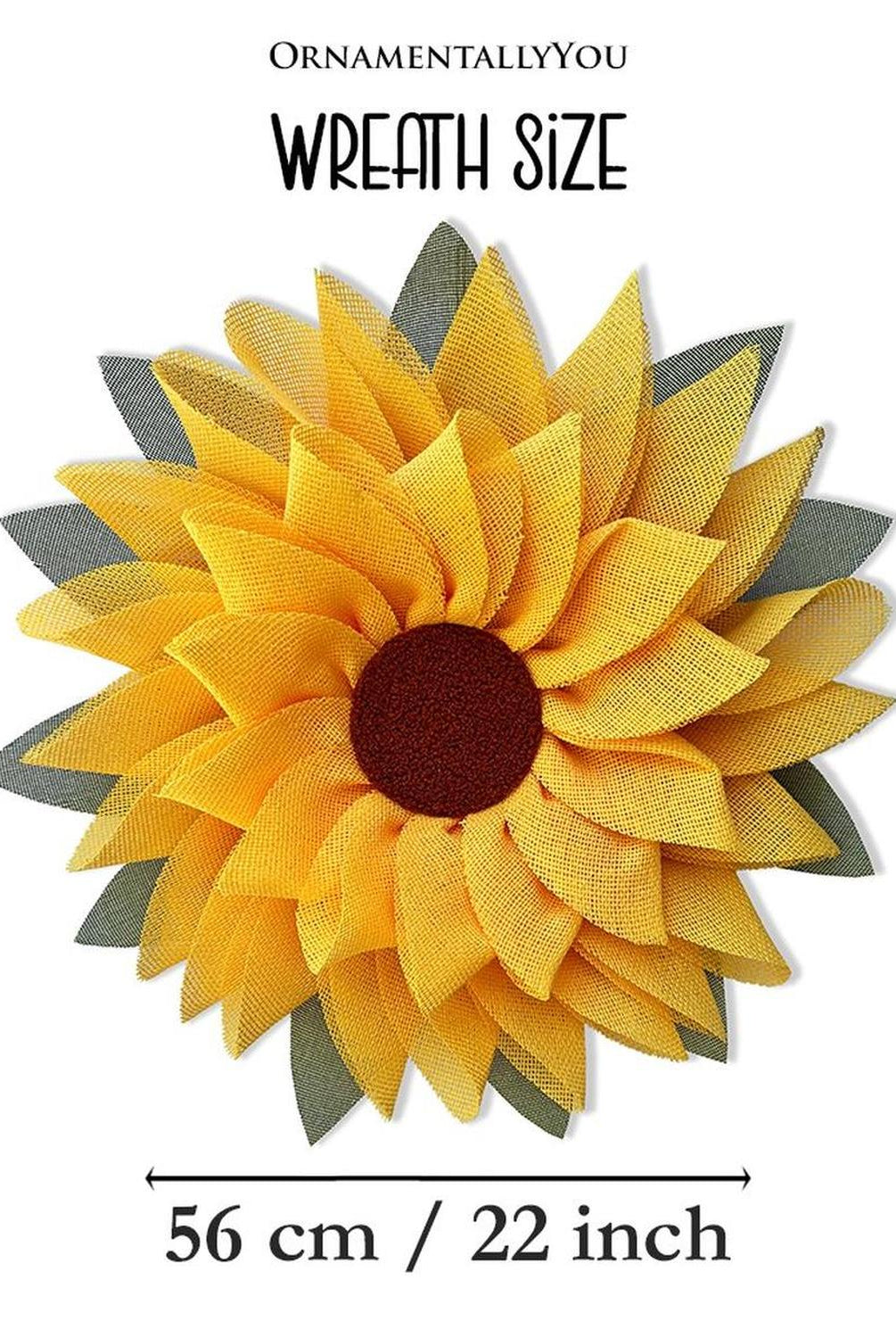 Charming Burlap Sunflower 22" Wreath, Vintage Front Door Decor with Rustic Farmhouse Style