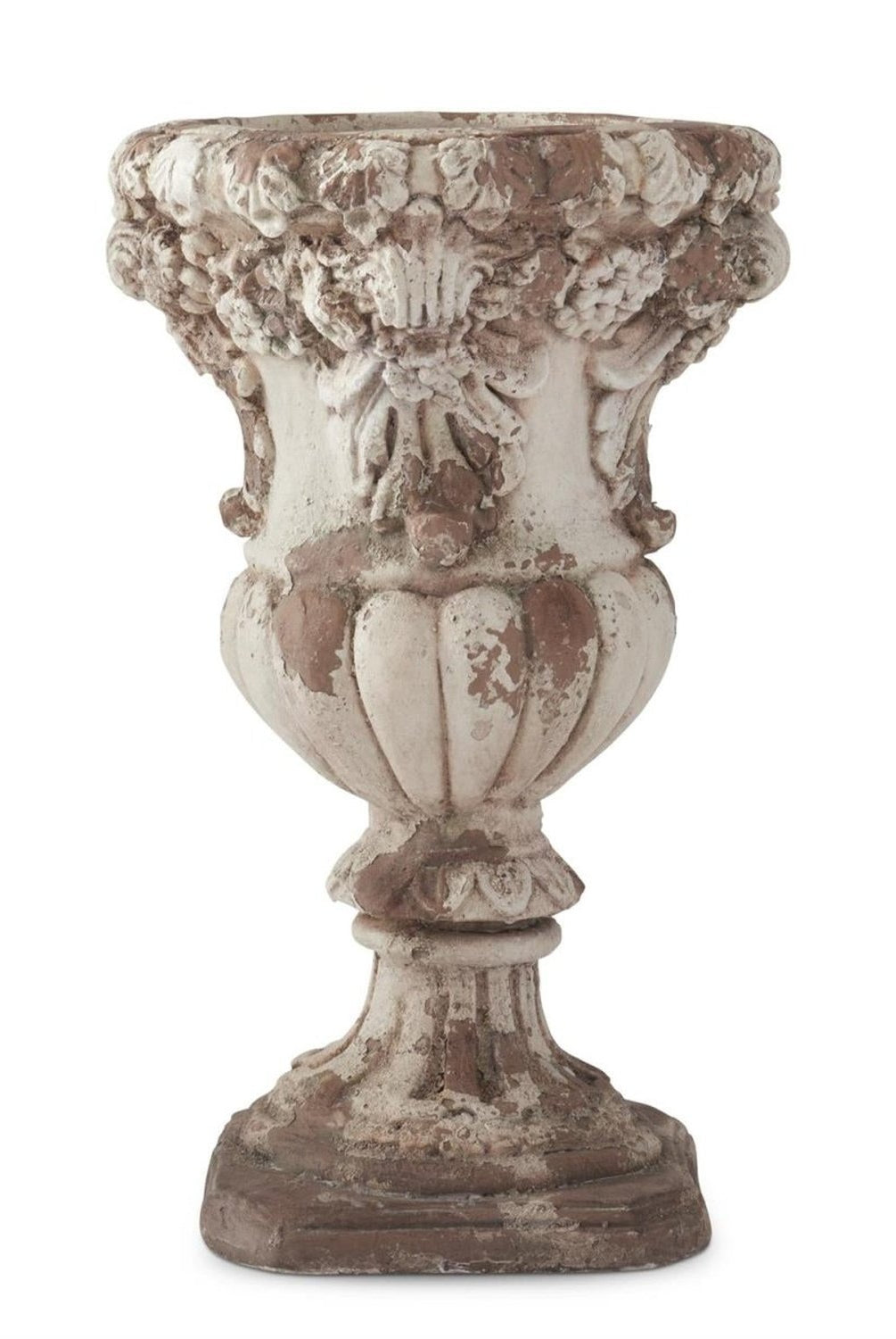 Shop For 22.25 Inch Cream & Rust Floral Embossed Urn