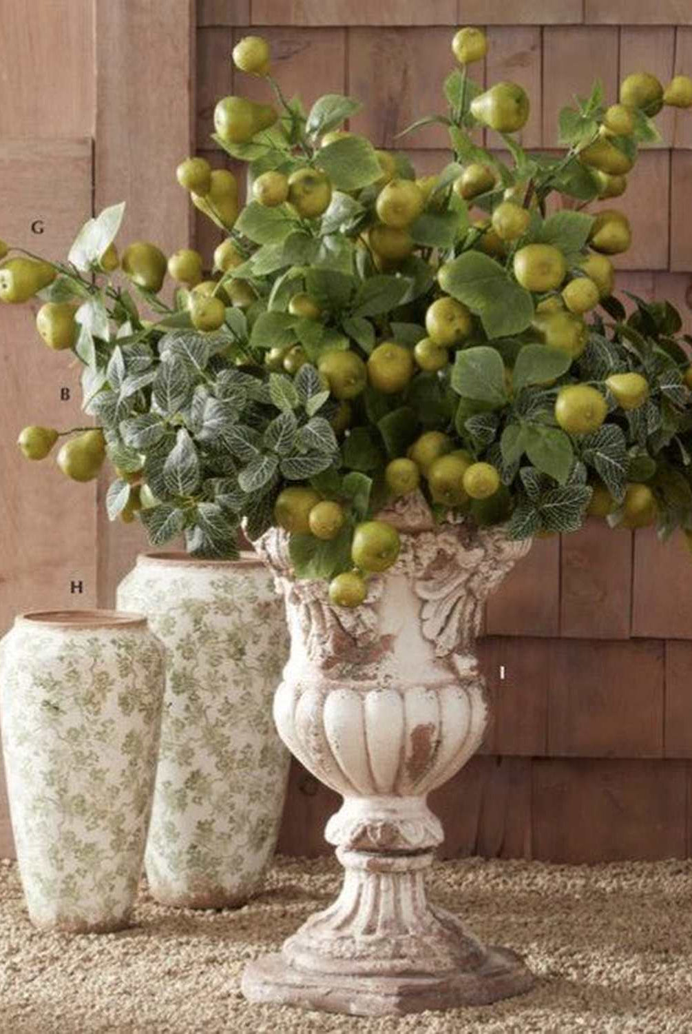 Shop For 22.25 Inch Cream & Rust Floral Embossed Urn