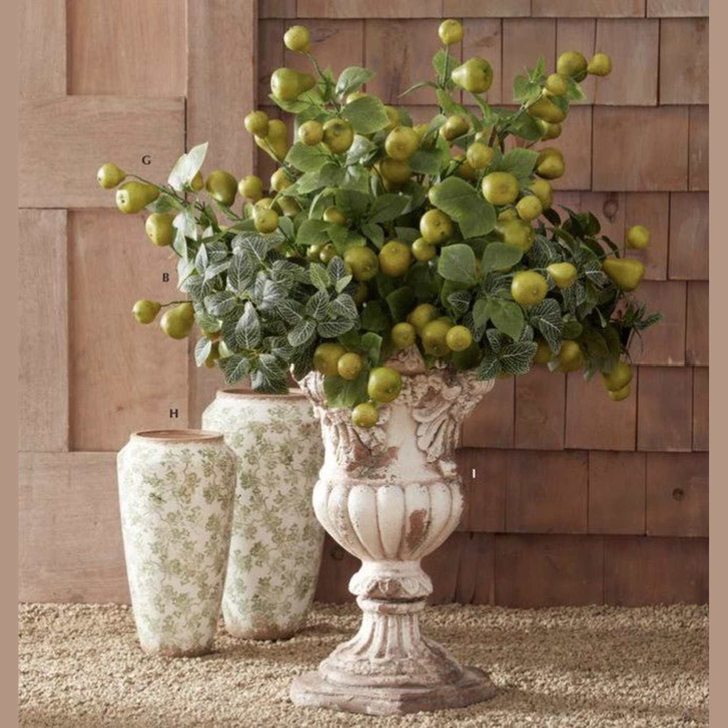 Shop For 22.25 Inch Cream & Rust Floral Embossed Urn