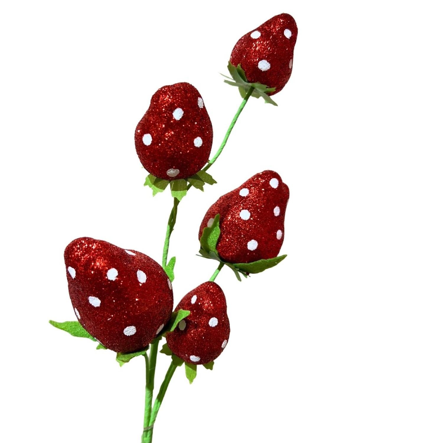 22in Glitter Polka Dot Strawberry Spray