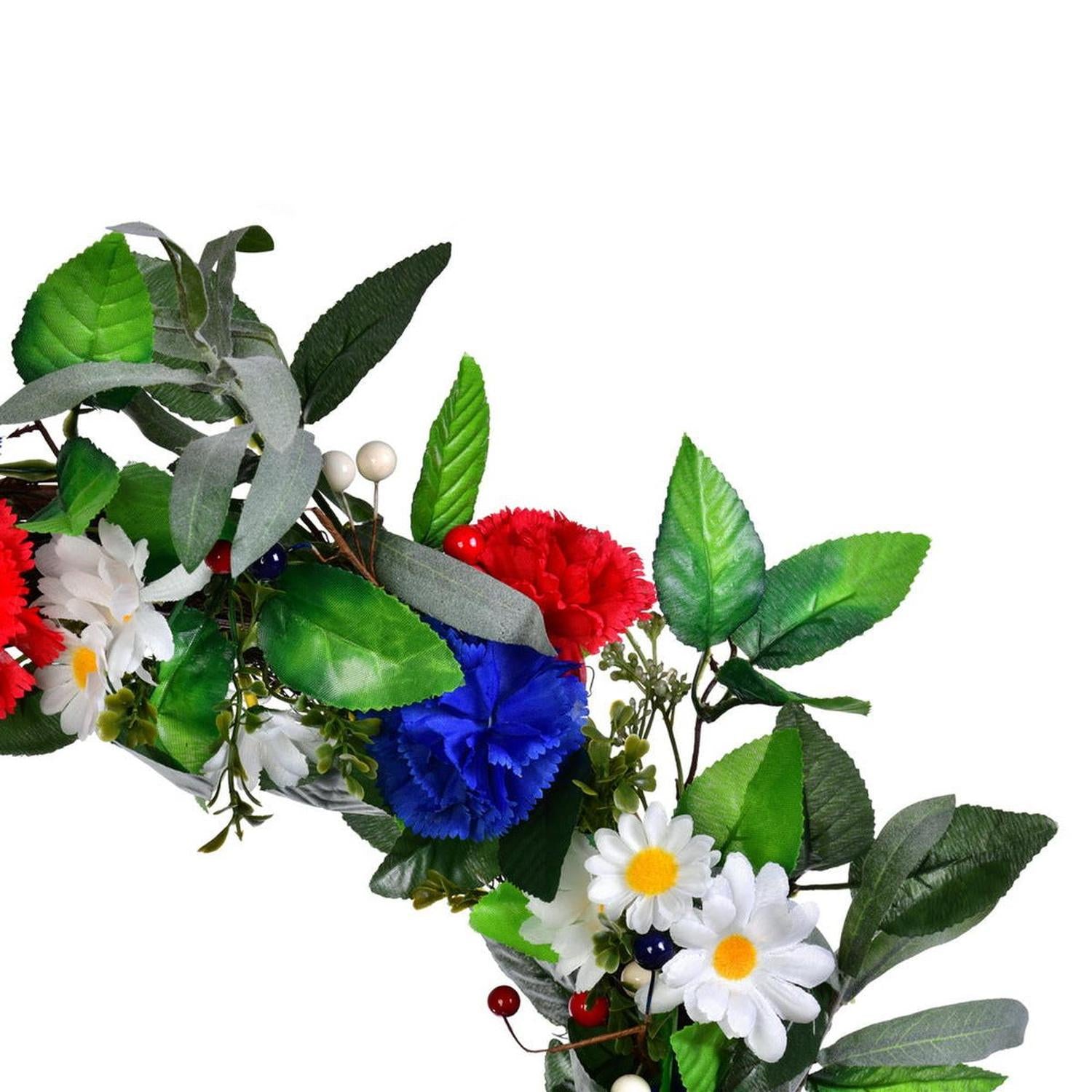 22inch Artificial Mixed Floral Patriotic Wreath