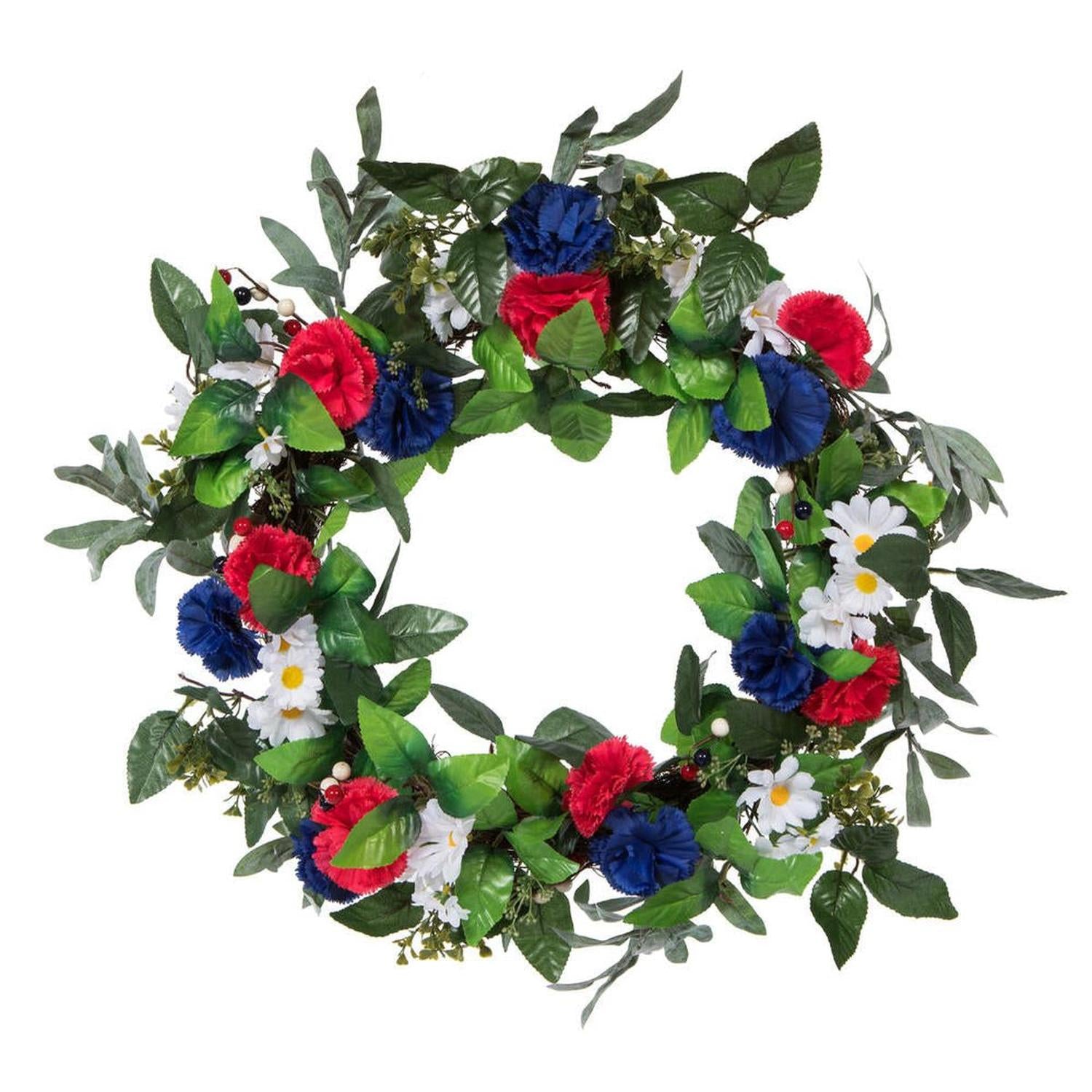 22inch Artificial Mixed Floral Patriotic Wreath