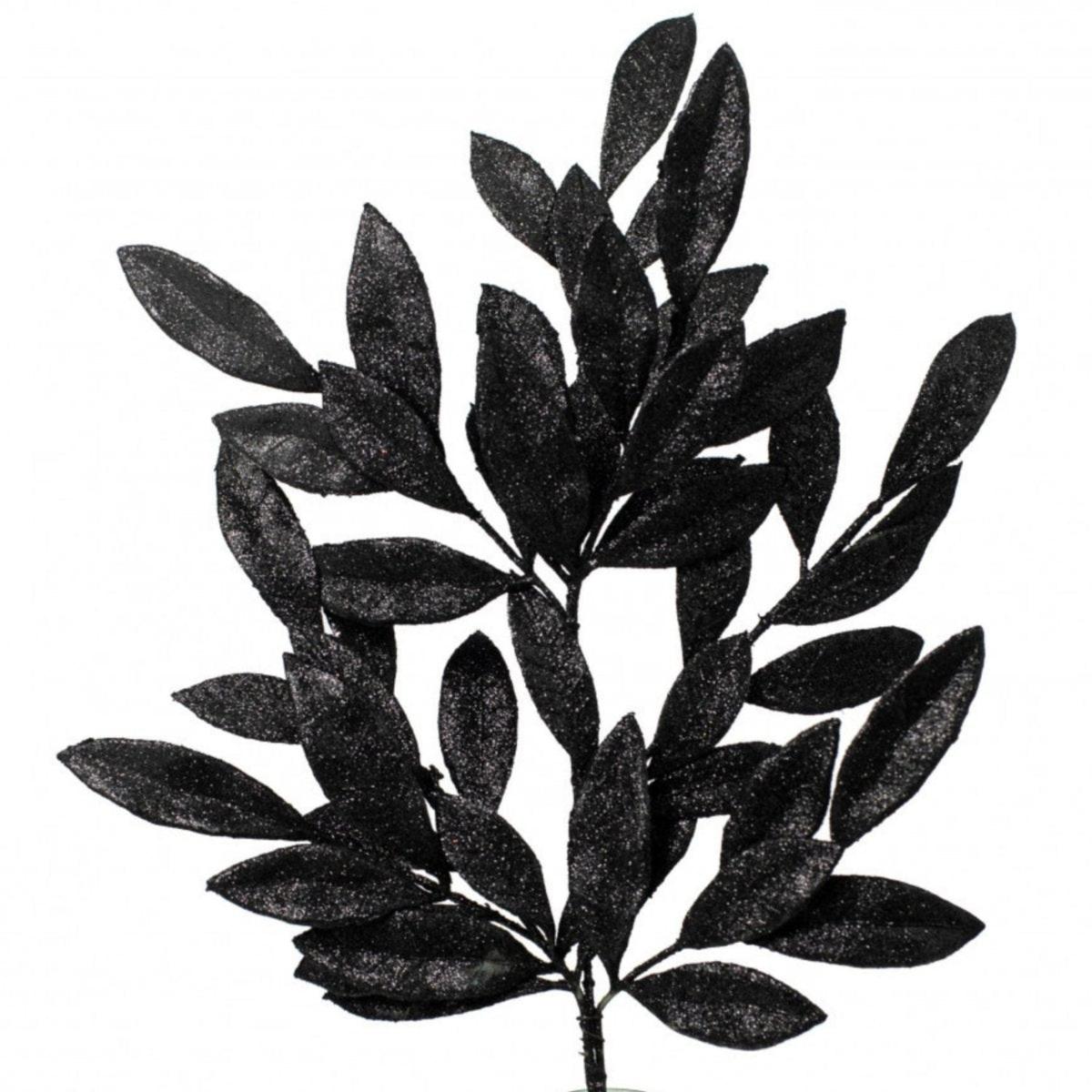Shop For 23" Bay Leaf Glitter Spray: Black