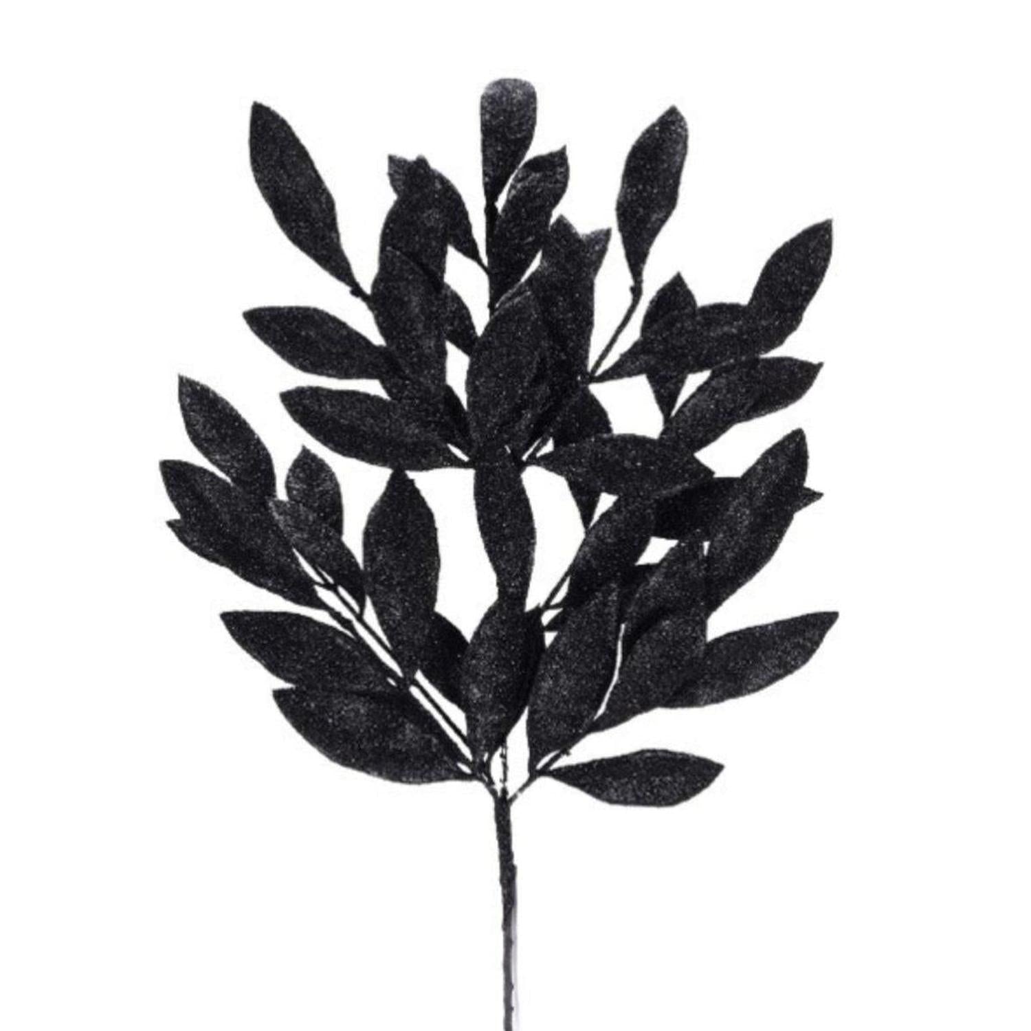 Shop For 23" Bay Leaf Glitter Spray: Black