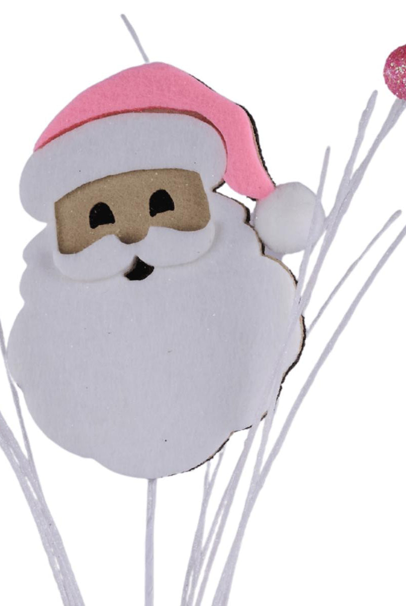 Shop For 23" Felt Glitter Santa Face Spray: Pink