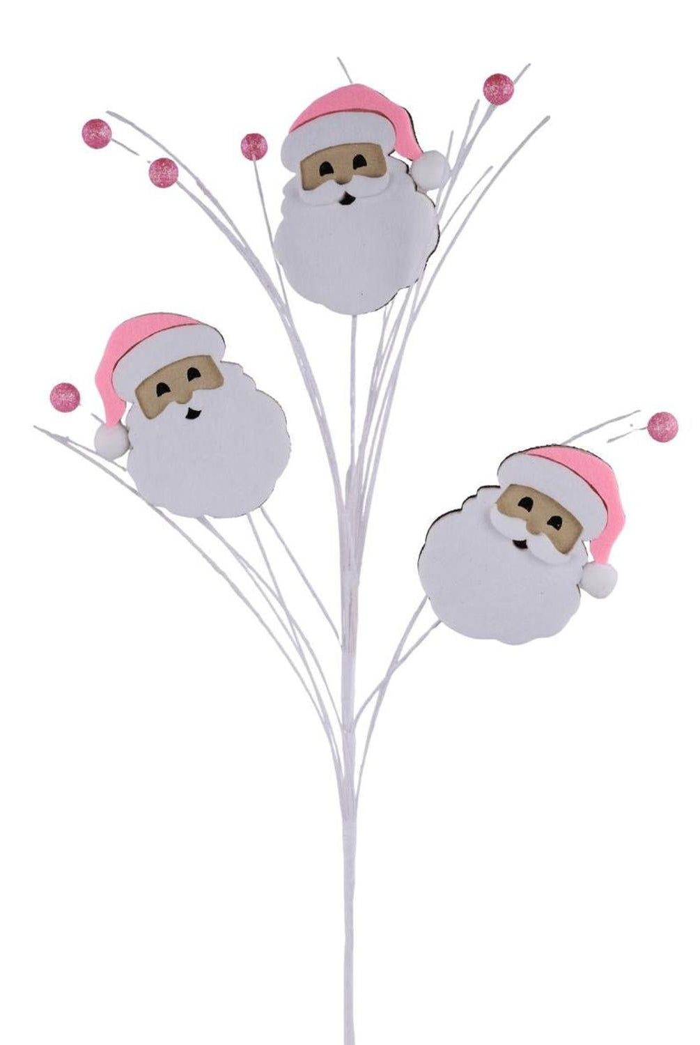 23" Felt Glitter Santa Face Spray: Pink