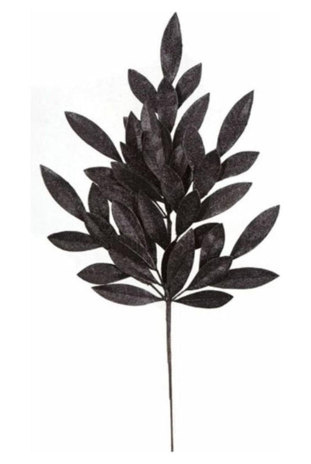 23" Glitter Bay Leaf Spray: Black