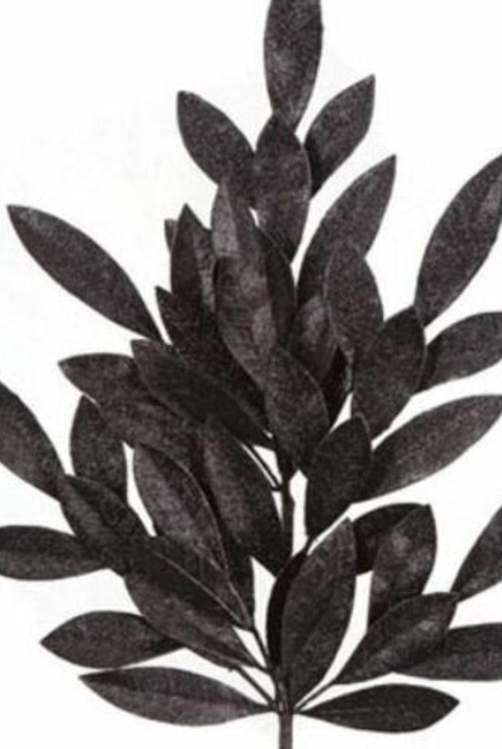23" Glitter Bay Leaf Spray: Black