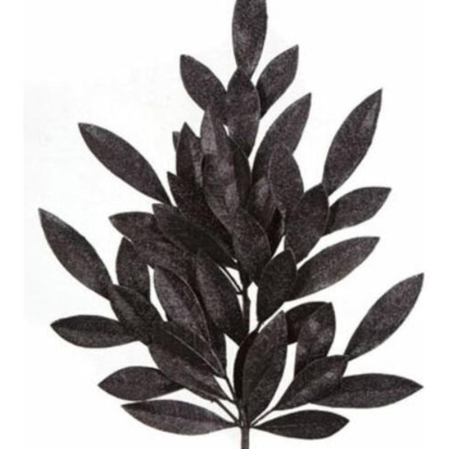 Shop For 23" Glitter Bay Leaf Spray: Black