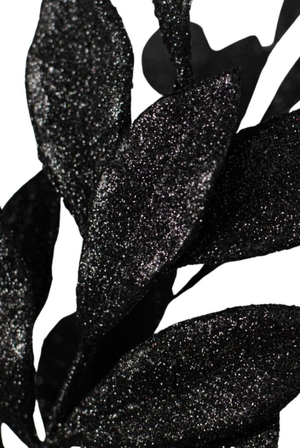 23" Glitter Bay Leaf Spray: Black