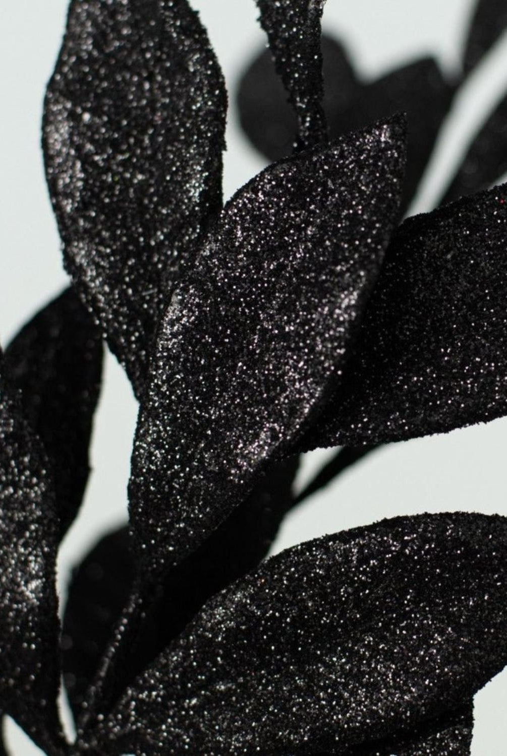 23" Glitter Bay Leaf Spray: Black