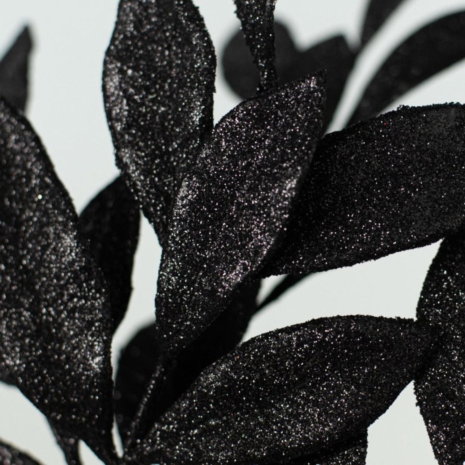 Shop For 23" Glitter Bay Leaf Spray: Black