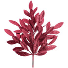 Shop For 23" Glitter Bay Leaf Spray: Burgundy