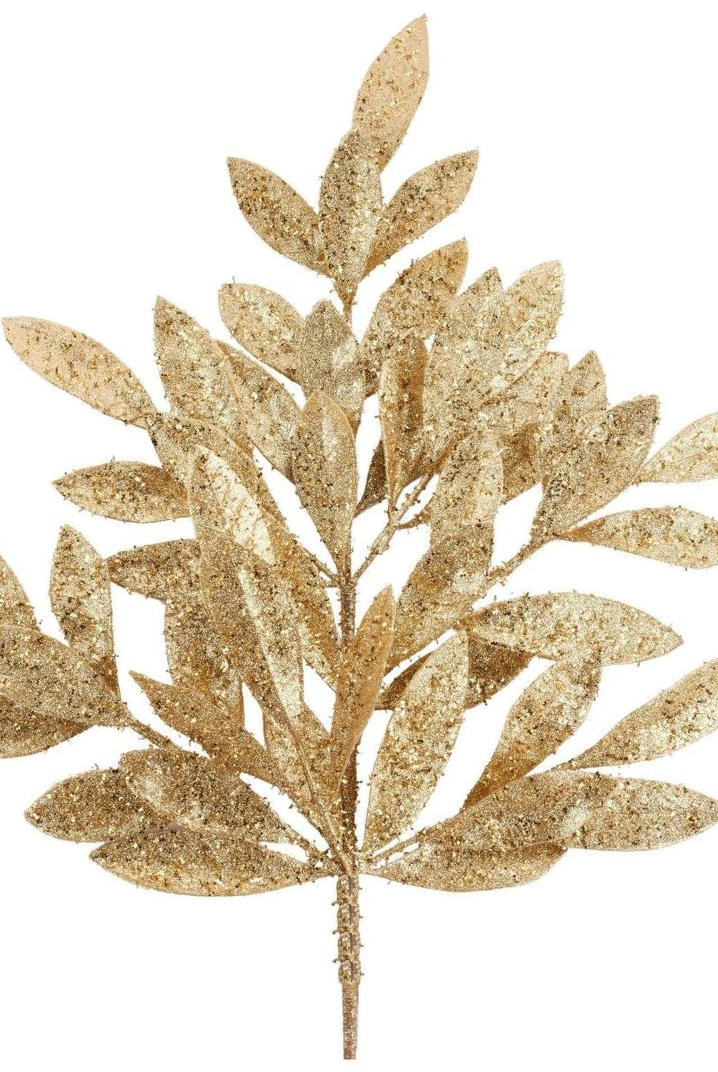 23" Glitter Bay Leaf Spray: Gold