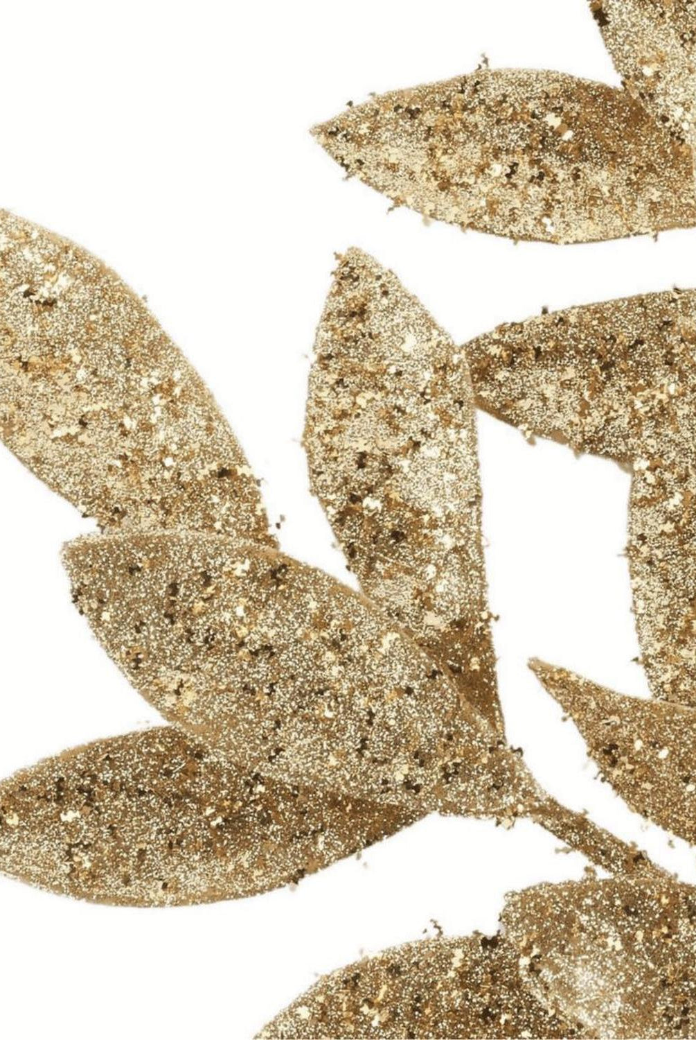 23" Glitter Bay Leaf Spray: Gold