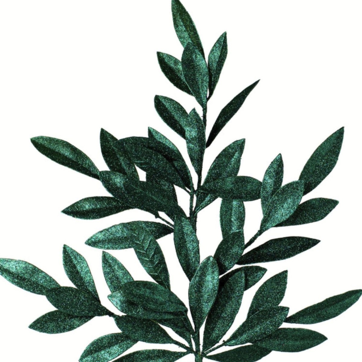Shop For 23" Glitter Bay Leaf Spray: Hunter Green
