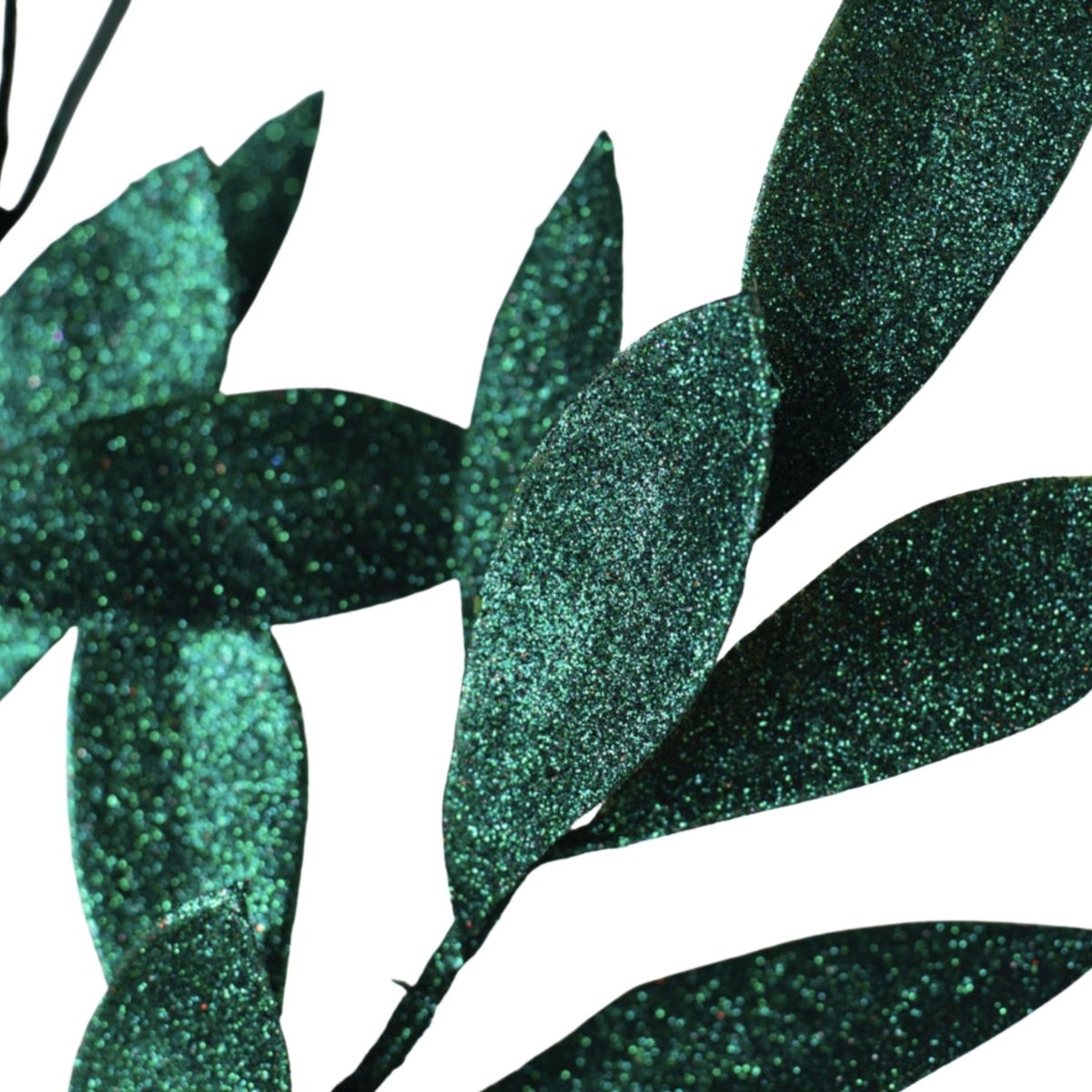 Shop For 23" Glitter Bay Leaf Spray: Hunter Green