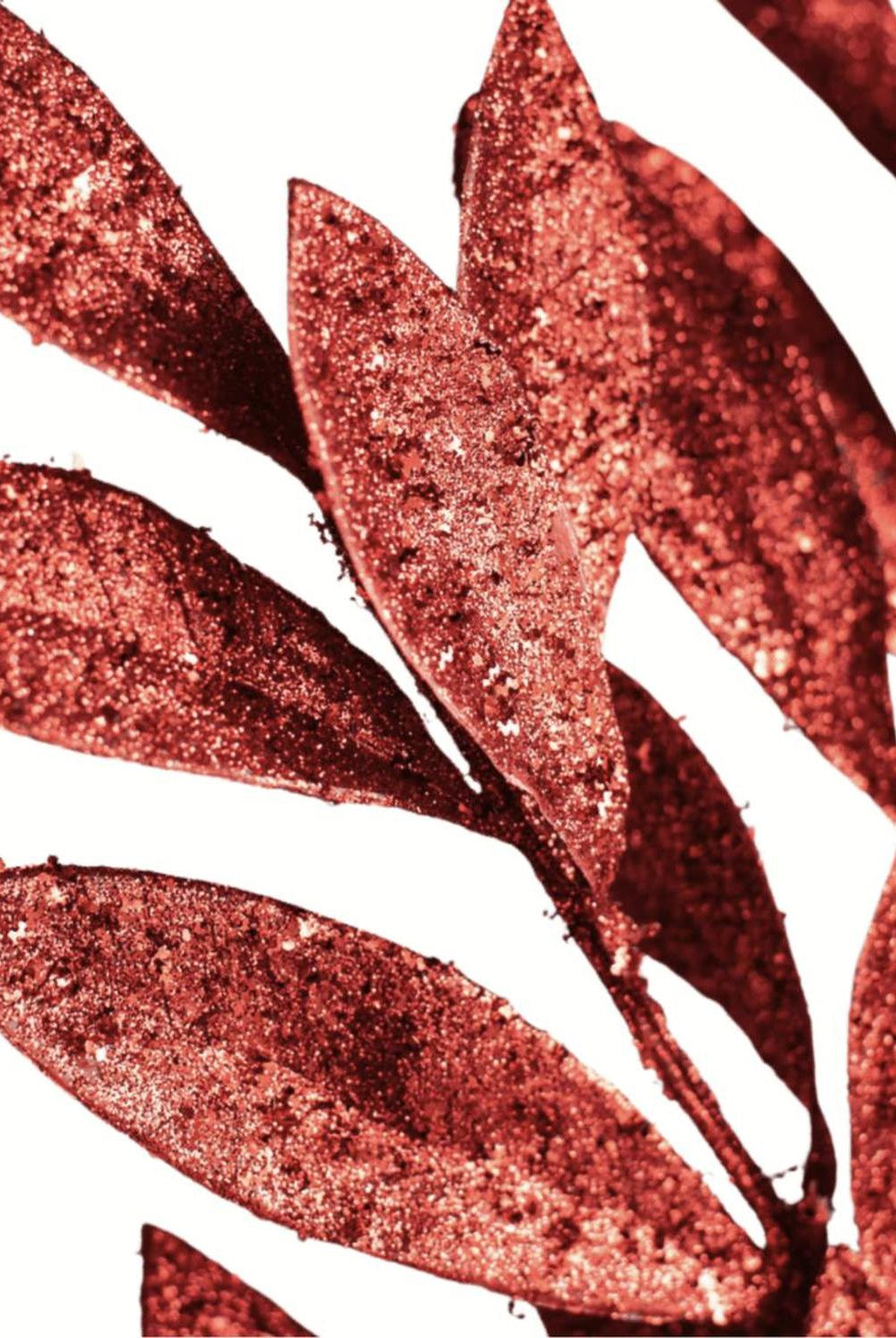 23" Glitter Bay Leaf Spray: Red