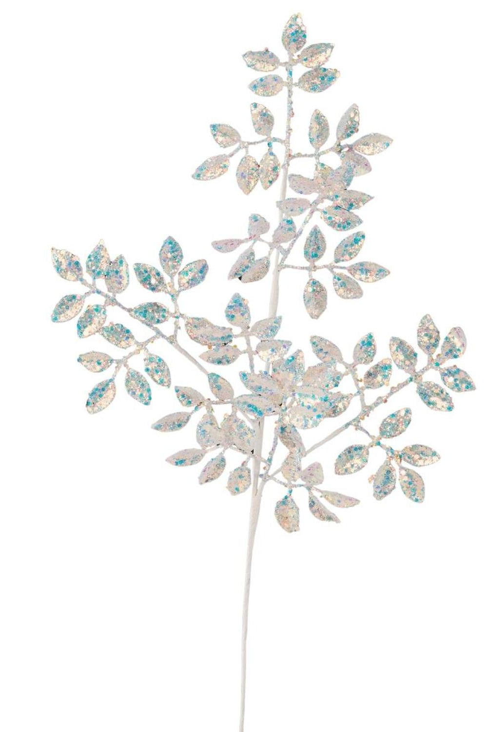 23" Glitter Metallic Mini Leaf Spray: Iridescent