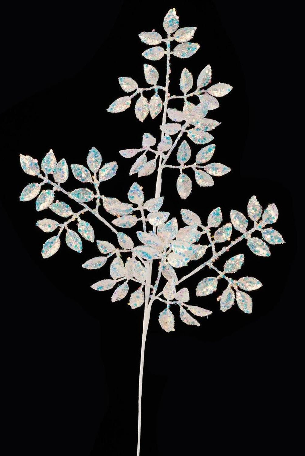 23" Glitter Metallic Mini Leaf Spray: Iridescent