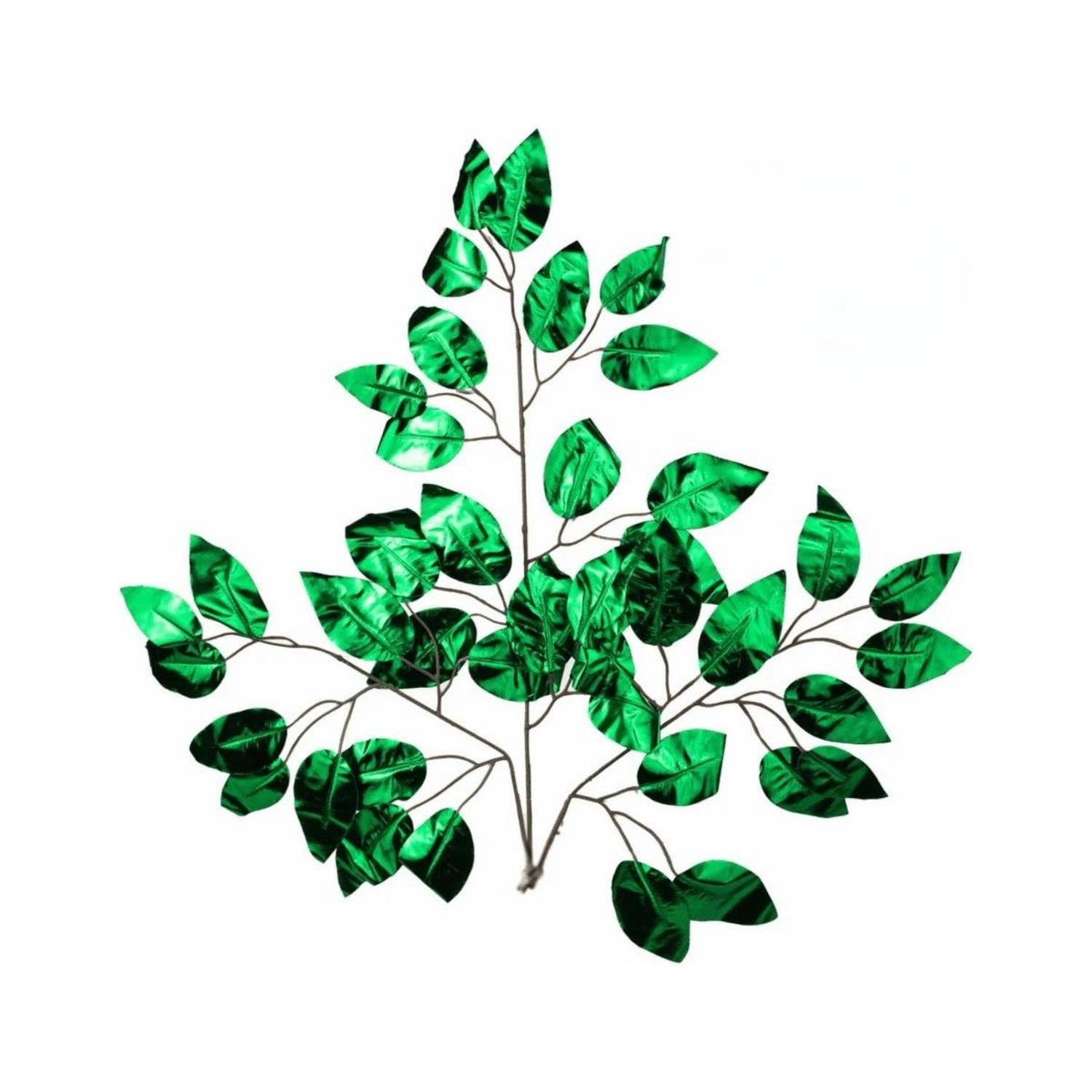 Shop For 23" Metallic Ficus Leaf Spray: Emerald Green (Set of 12)