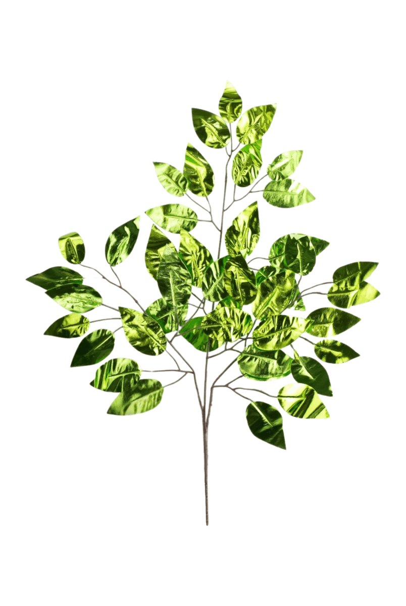 Shop For 23" Metallic Ficus Leaf Spray: Lime Green (Set of 12)