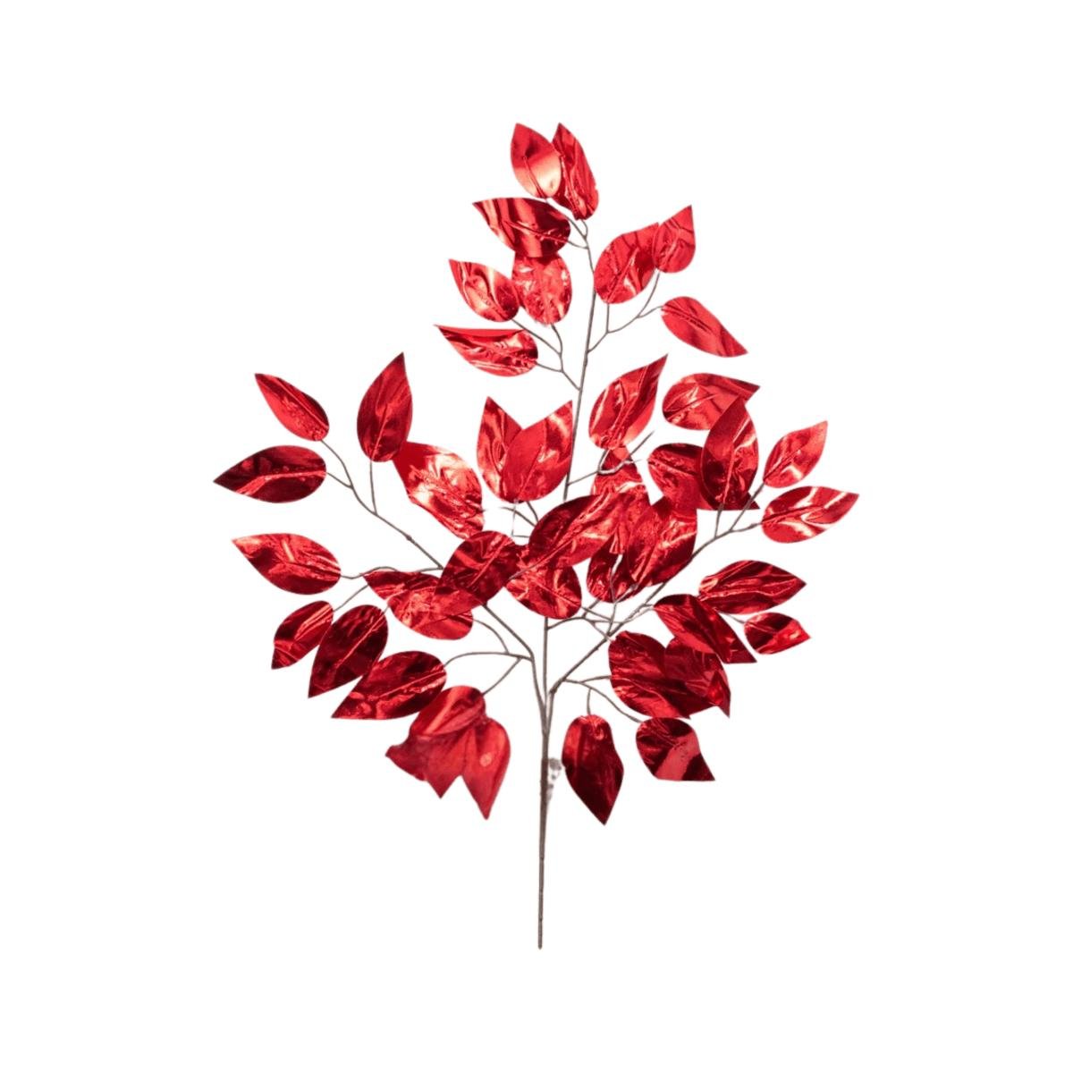 Shop For 23" Metallic Ficus Leaf Spray: Red (Set of 12)