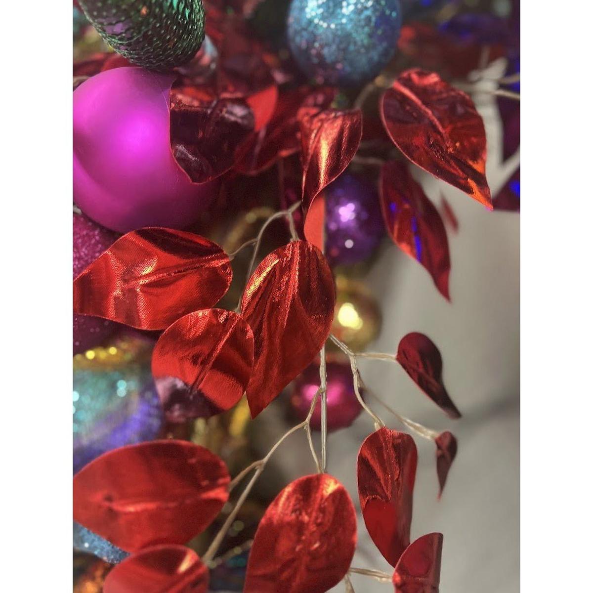 Shop For 23" Metallic Ficus Leaf Spray: Red (Set of 12)