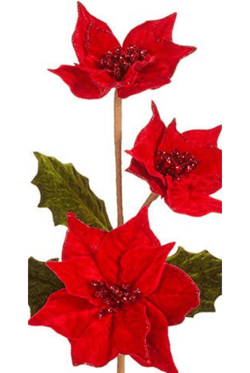 Shop For 23" Triple Poinsettia Stem
