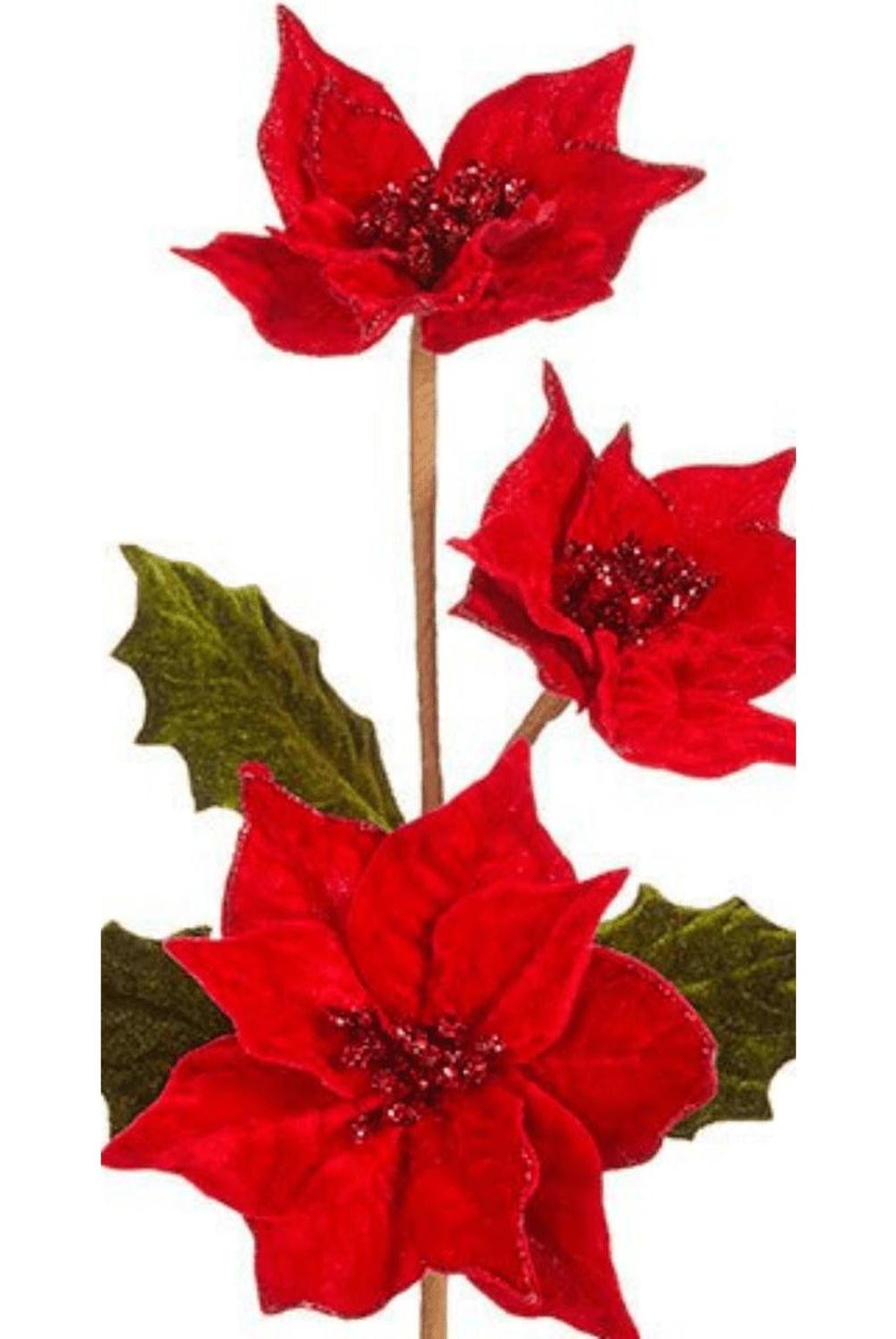 23" Triple Poinsettia Stem
