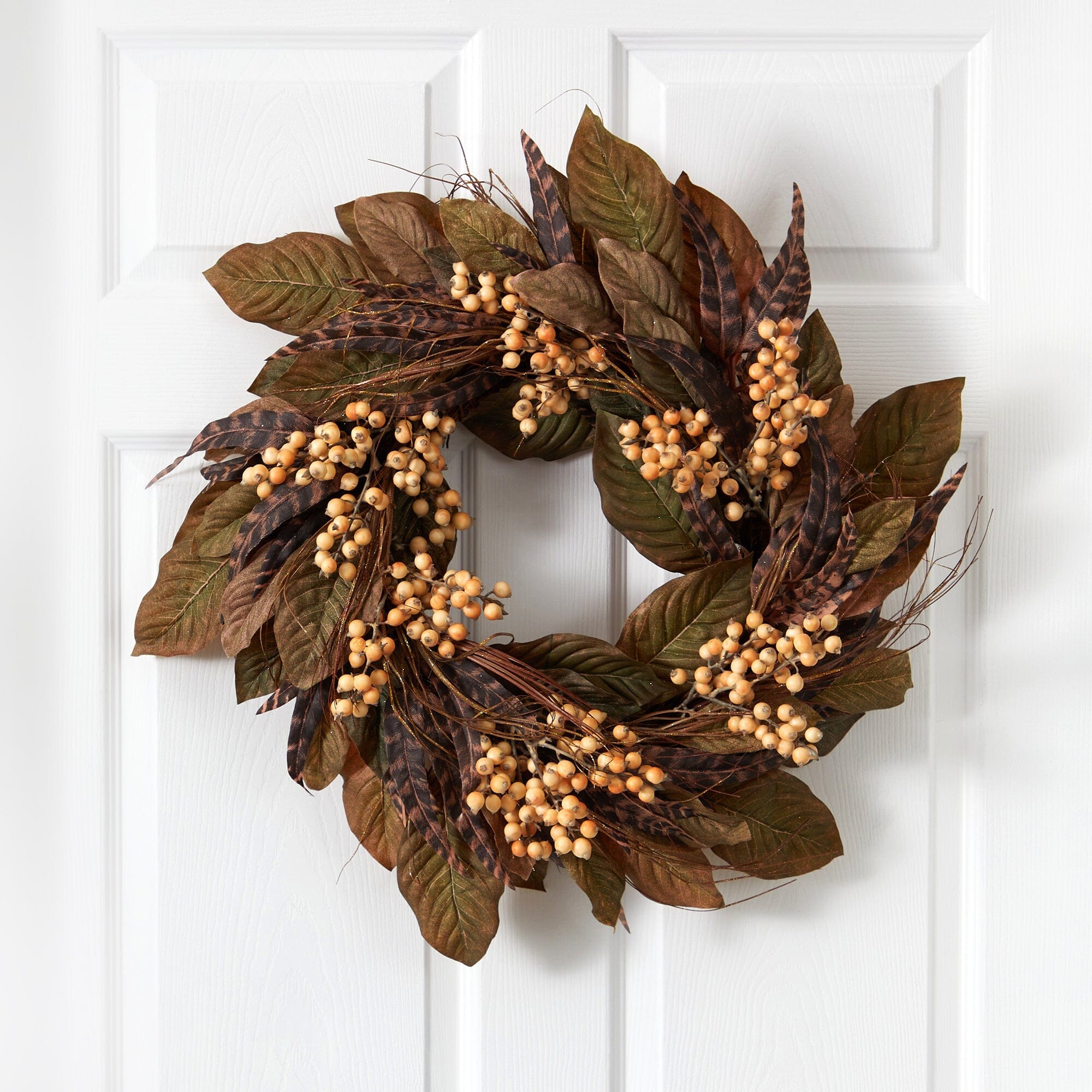Shop For 24" Autumn Leaves and Berry Wreath