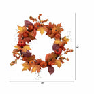 Shop For 24” Autumn Maple Leaves, Pumpkin, Pinecone and Berries Artificial Fall Wreath