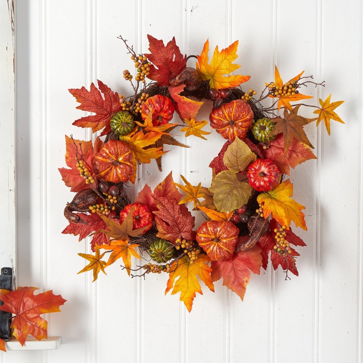 Shop For 24” Autumn Pumpkin and Berries Artificial Fall Wreath