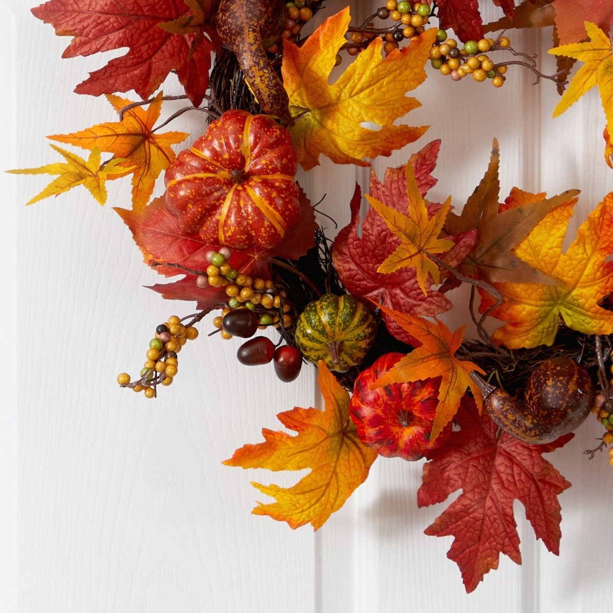Shop For 24” Autumn Pumpkin and Berries Artificial Fall Wreath