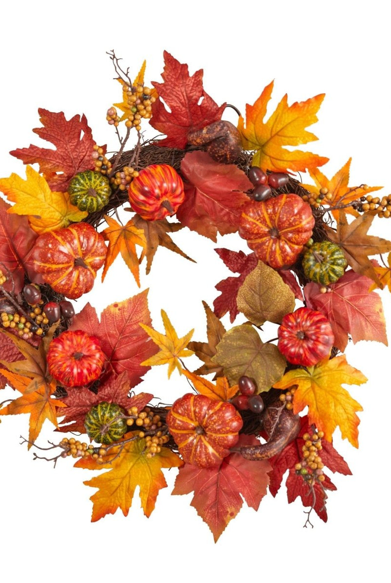 Shop For 24” Autumn Pumpkin and Berries Artificial Fall Wreath
