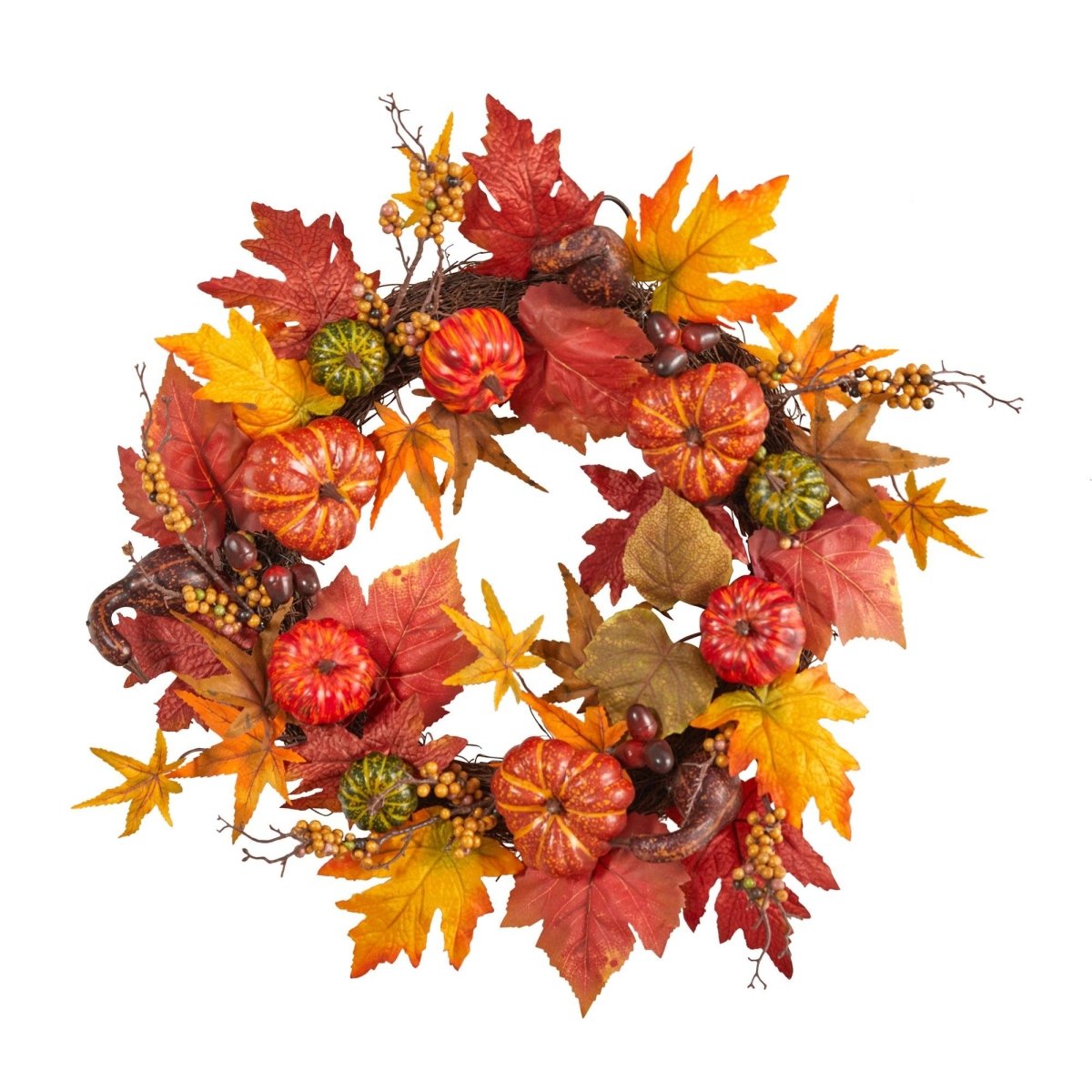 Shop For 24” Autumn Pumpkin and Berries Artificial Fall Wreath
