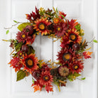 Shop For 24” Autumn Sunflower, Pumpkin, Wreath