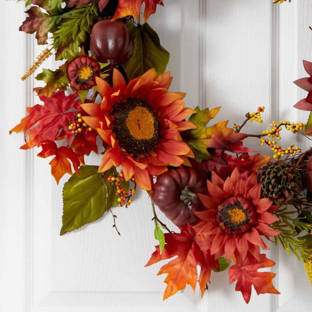 Shop For 24” Autumn Sunflower, Pumpkin, Wreath