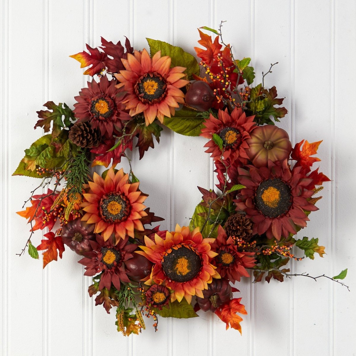 Shop For 24” Autumn Sunflower, Pumpkin, Wreath