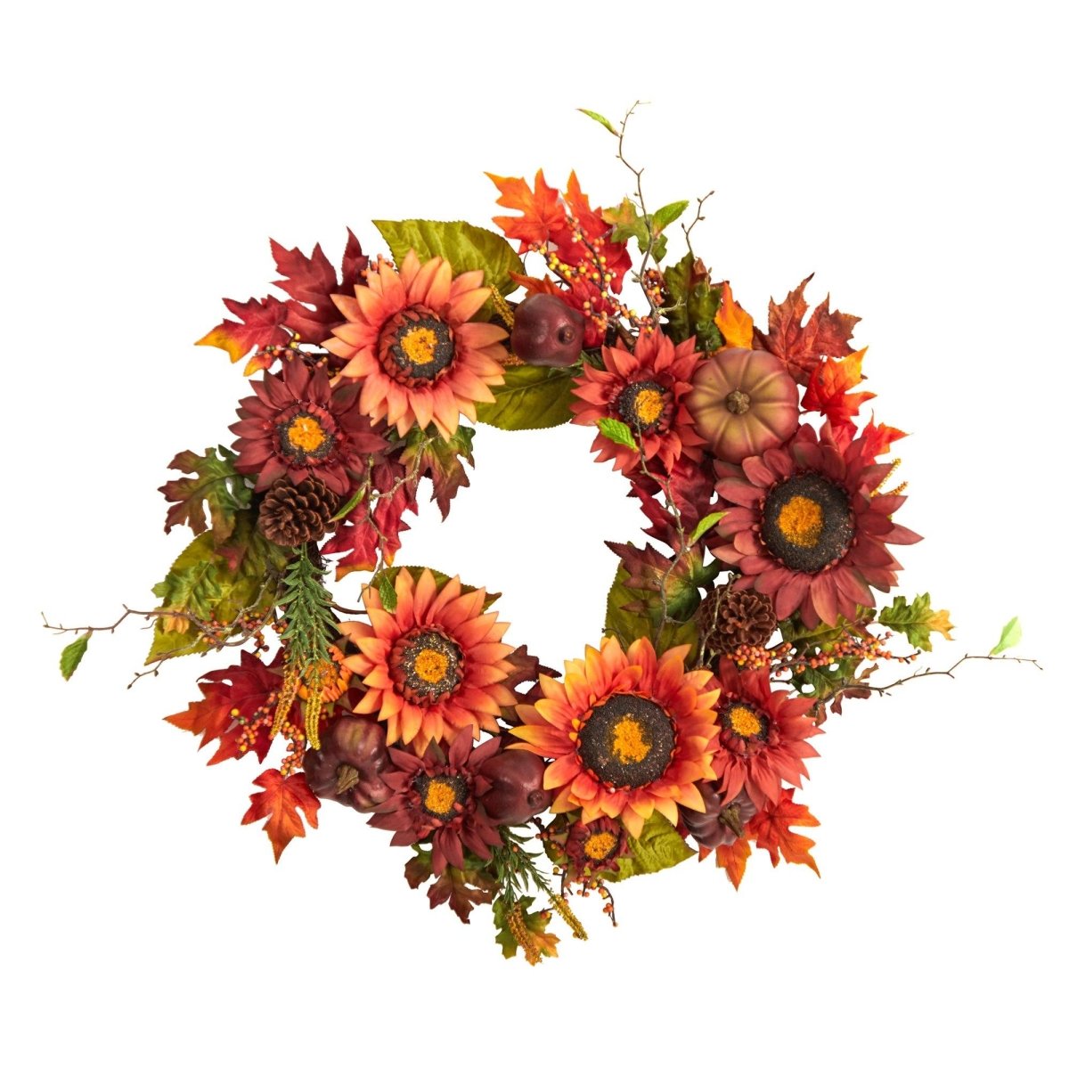 Shop For 24” Autumn Sunflower, Pumpkin, Wreath