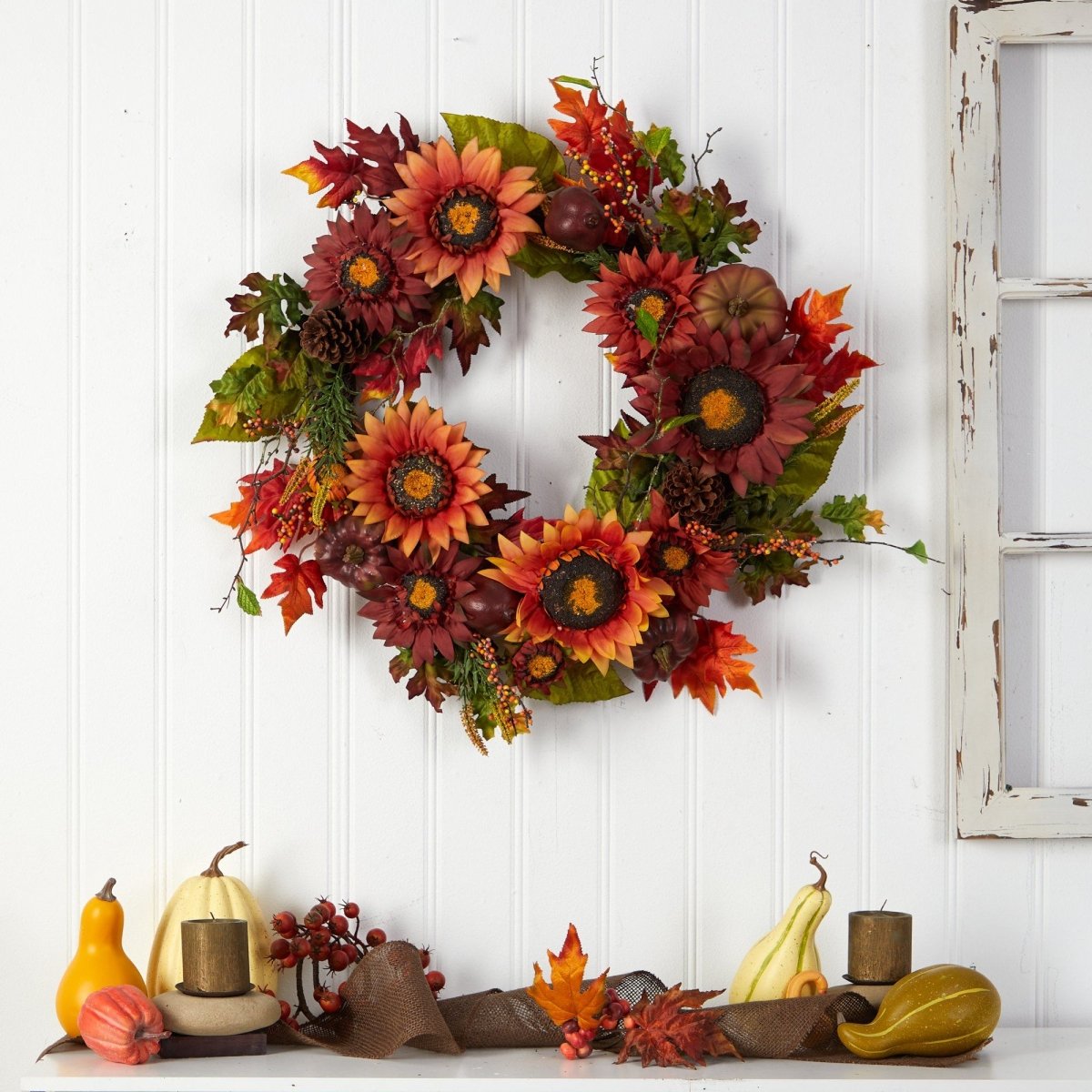 Shop For 24” Autumn Sunflower, Pumpkin, Wreath