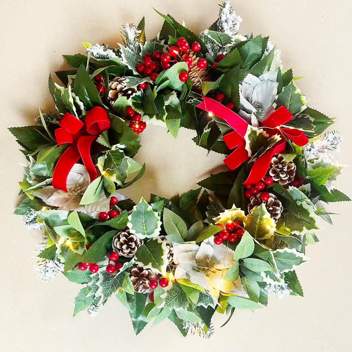 Shop For 24" Christmas Wreath, Prelit with Frosty Branches