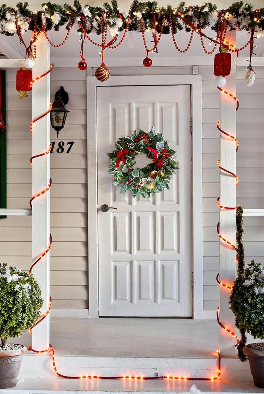 Regal Holiday Glam 24 Christmas Wreath, Prelit with Frosty Branches, Snowy Pinecones, Red Bows and Berry Clusters