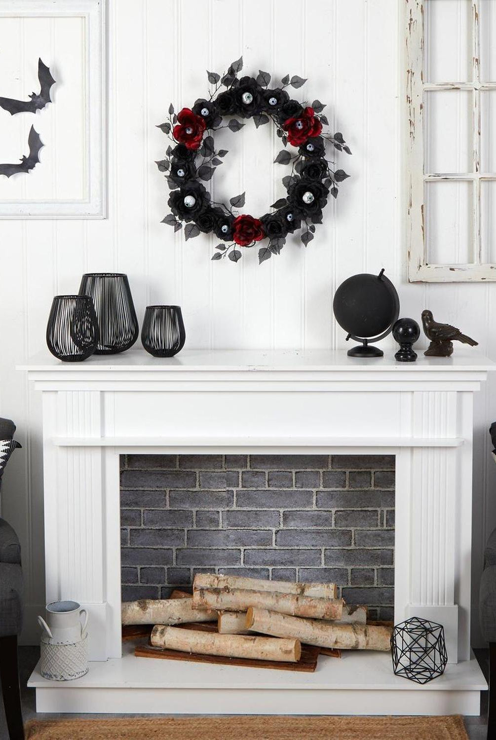 24” Eyeball Rose Halloween Artificial Wreath