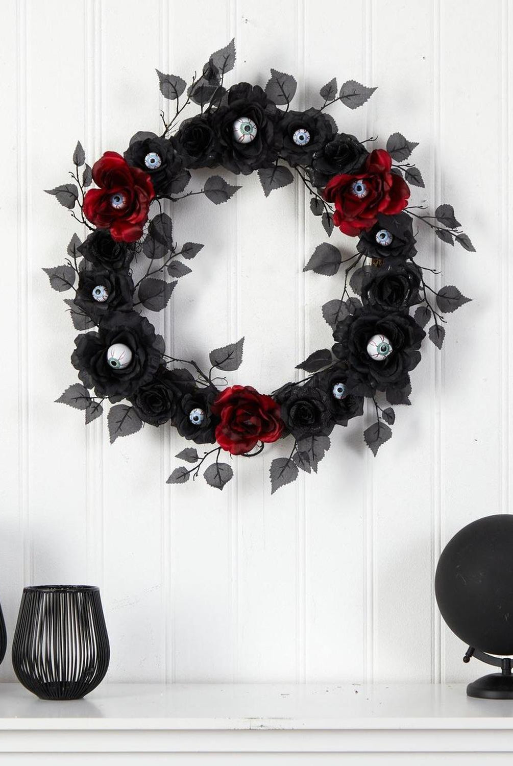 24” Eyeball Rose Halloween Artificial Wreath